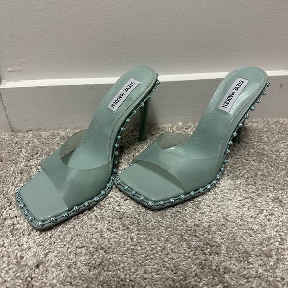 Steve Madden Shoes - Steve Madden teal zabrina bedazzled heeled sandals size 8